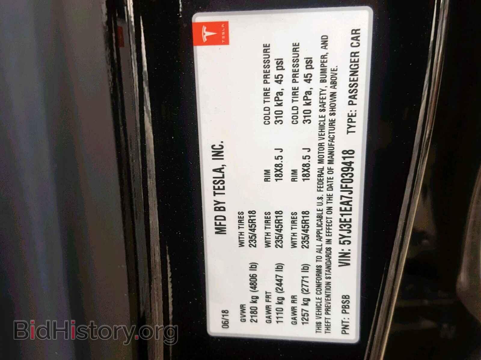 2018 TESLA MODEL 3 - VIN: 5YJ3E1EA7JF039418 - Photo 10