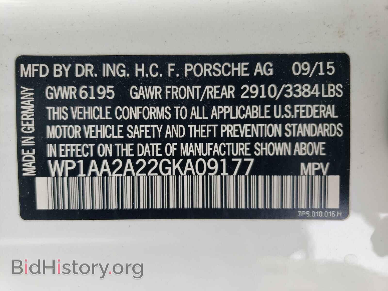 2016 PORSCHE CAYENNE - VIN: WP1AA2A22GKA09177 - Фото 10