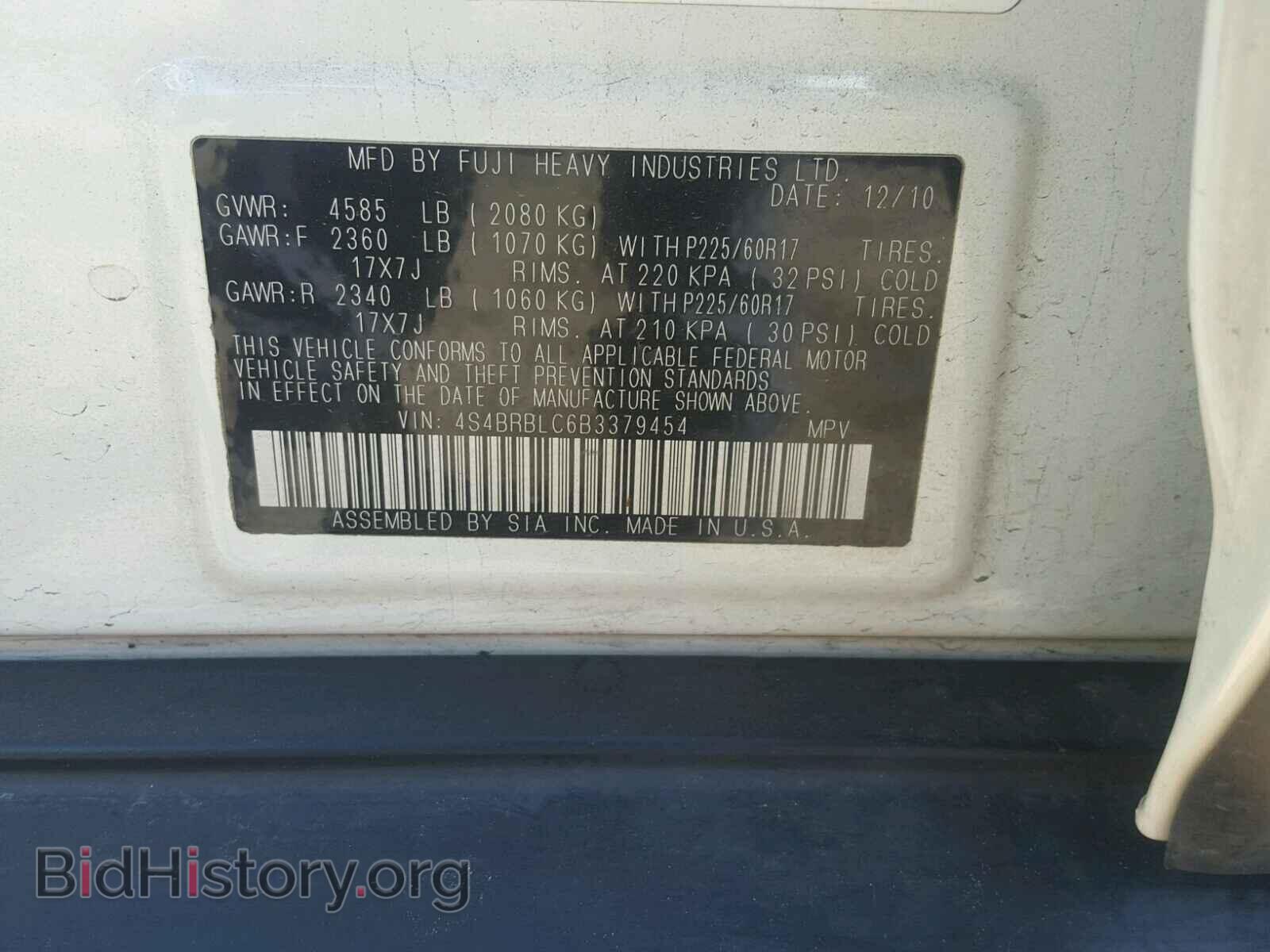 2011 SUBARU OUTBACK 2. - VIN: 4S4BRBLC6B3379454 - Фото 10