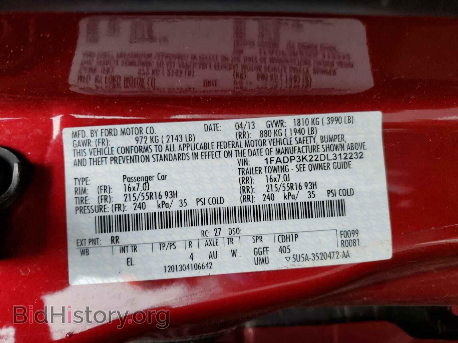 2013 FORD FOCUS - VIN: 1FADP3K22DL312232 - Фото 10