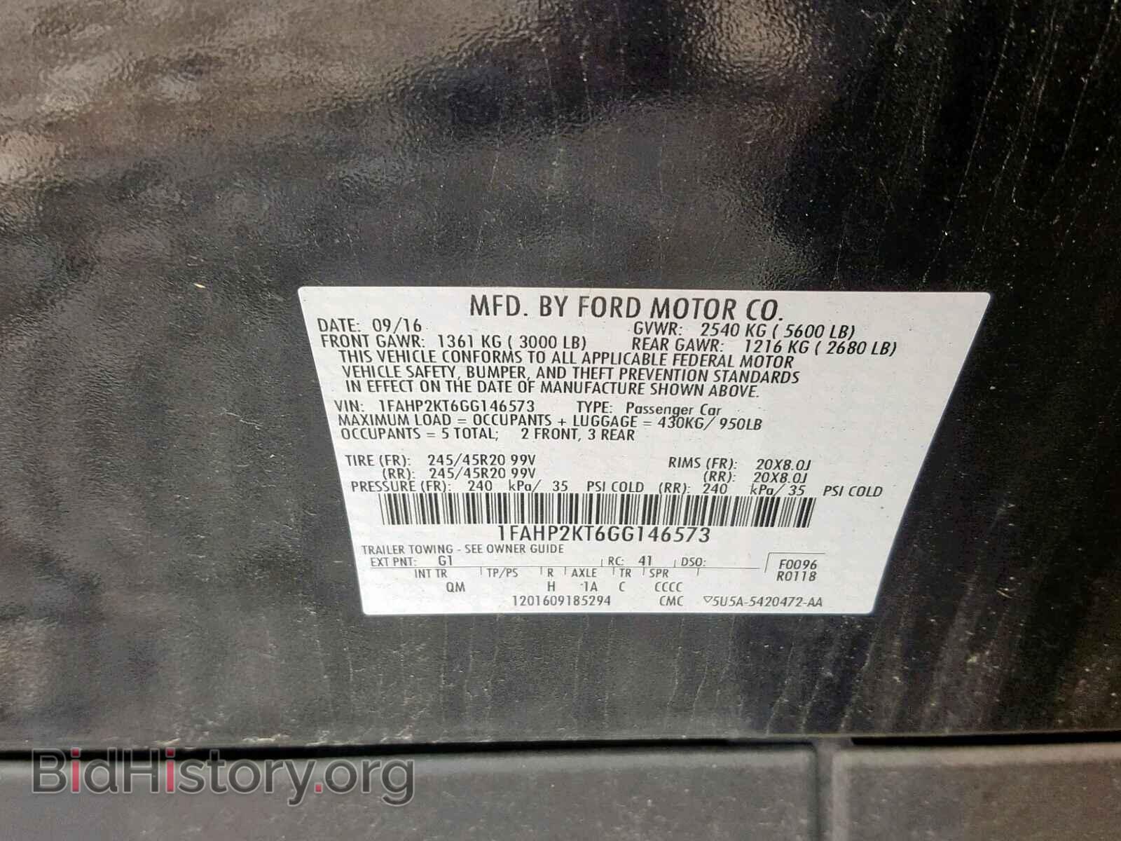 2016 FORD TAURUS - VIN: 1FAHP2KT6GG146573 - Фото 10
