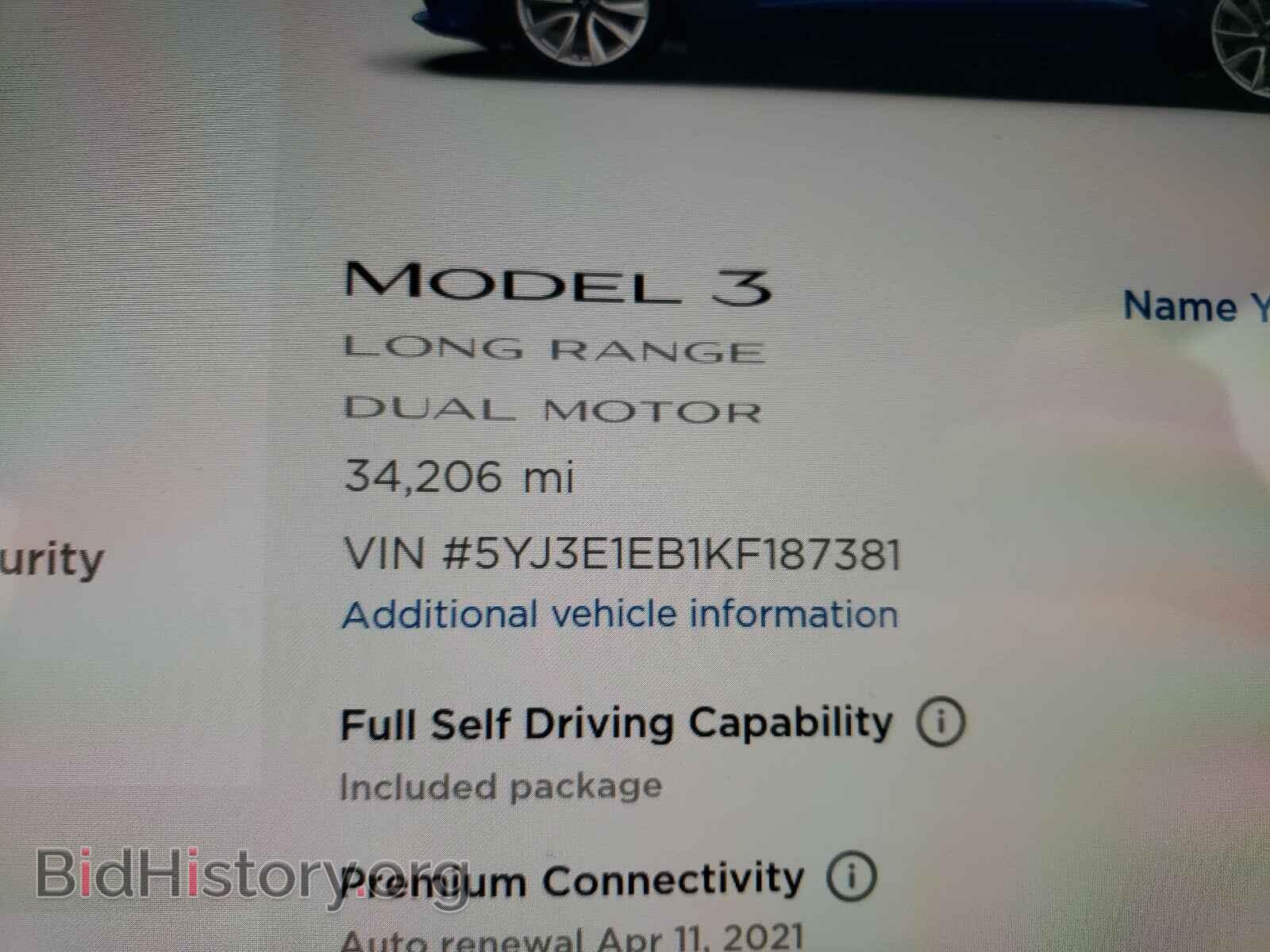 2019 TESLA MODEL 3 - VIN: 5YJ3E1EB1KF187381 - Photo 8