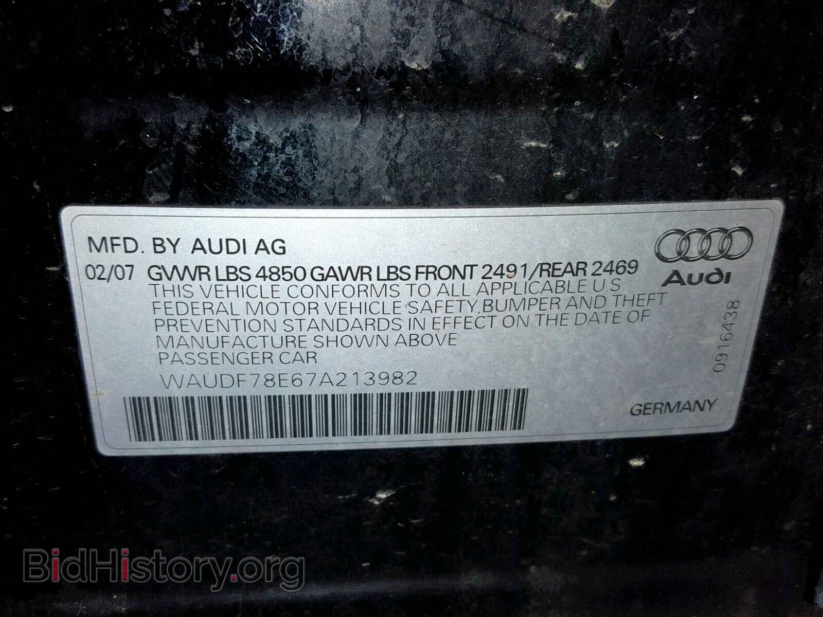 2007 AUDI A4 - VIN: WAUDF78E67A213982 - Фото 10