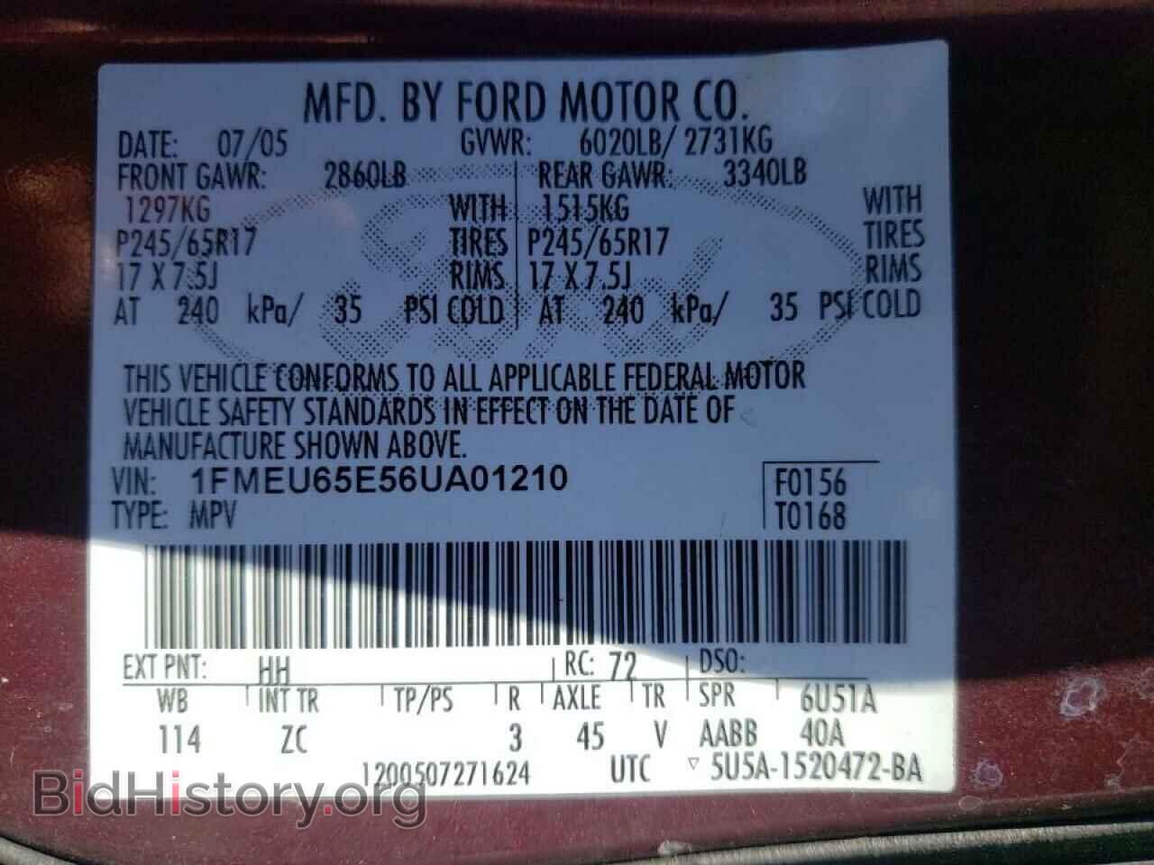 2006 FORD EXPLORER - VIN: 1FMEU65E56UA01210 - Фото 10