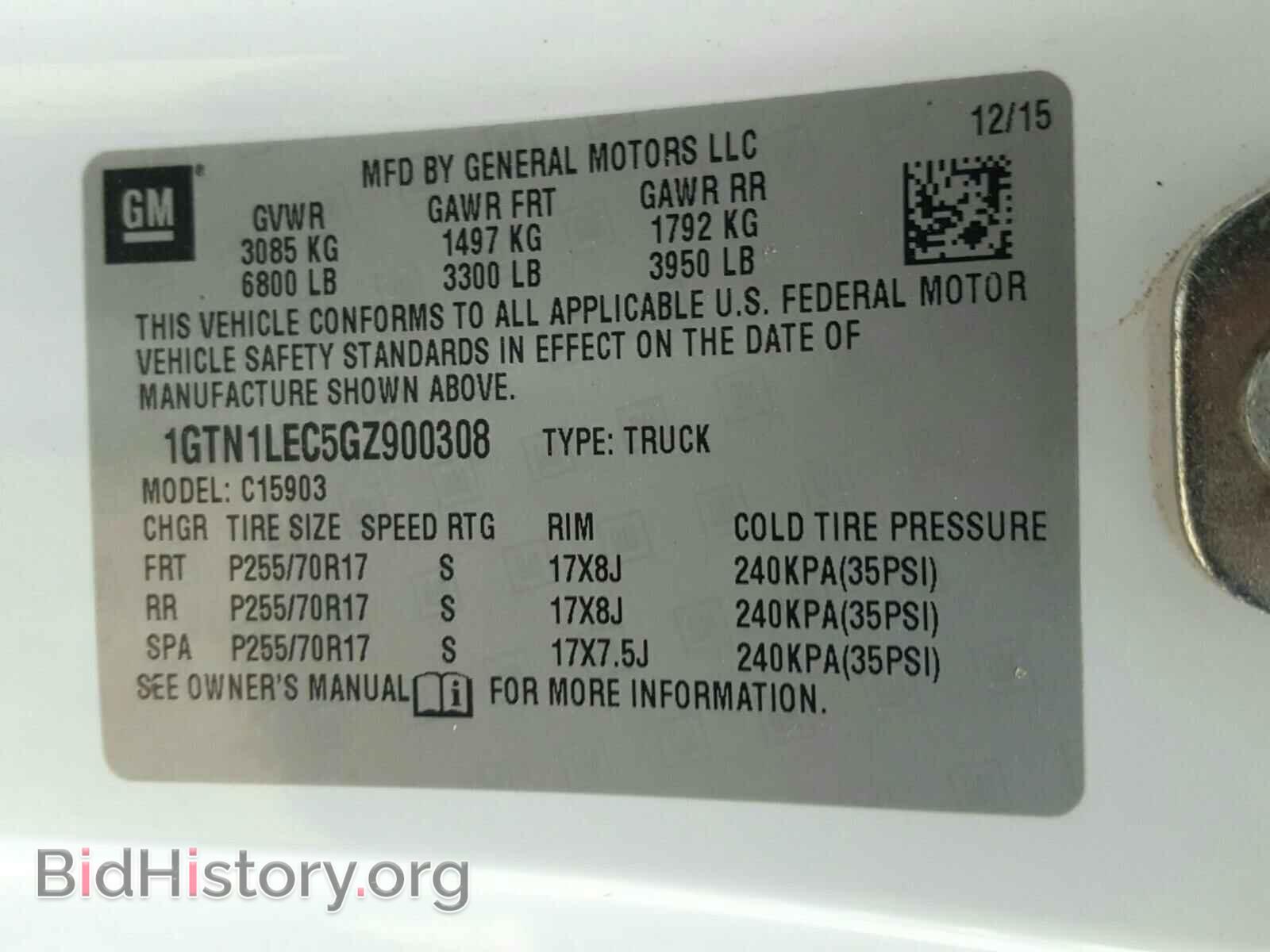 2016 GMC SIERRA - VIN: 1GTN1LEC5GZ900308 - Фото 10