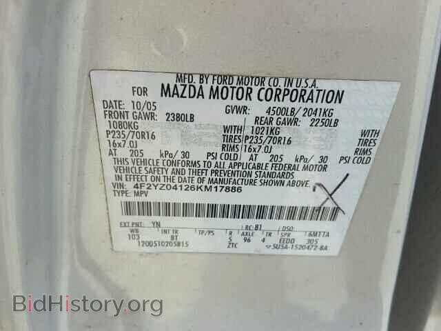 2006 MAZDA TRIBUTE - VIN: 4F2YZ04126KM17886 - Фото 10