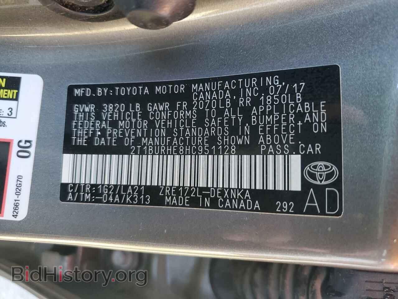 2017 TOYOTA COROLLA - VIN: 2T1BURHE8HC951128 - Фото 13