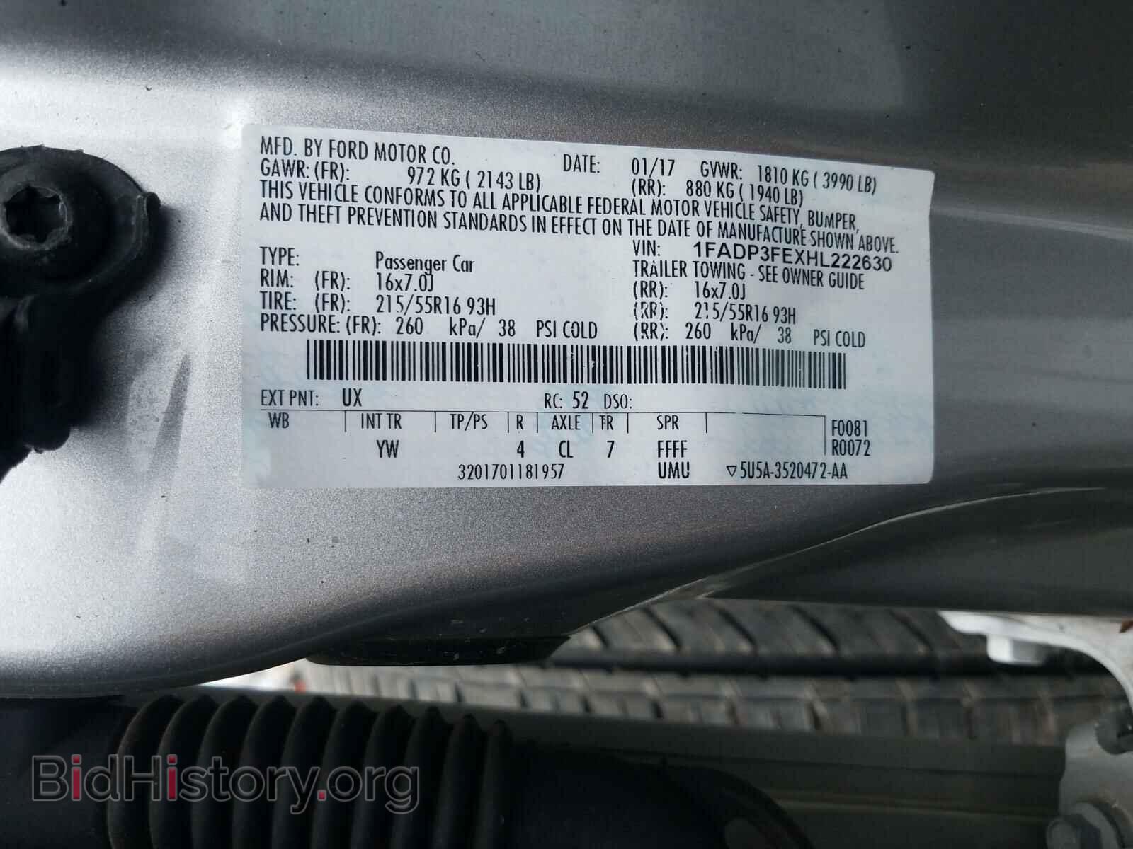 2017 FORD FOCUS - VIN: 1FADP3FEXHL222630 - Фото 10