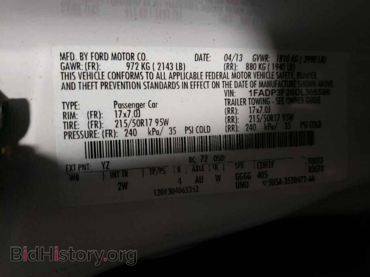 2013 FORD FOCUS - VIN: 1FADP3F26DL308596 - Фото 10