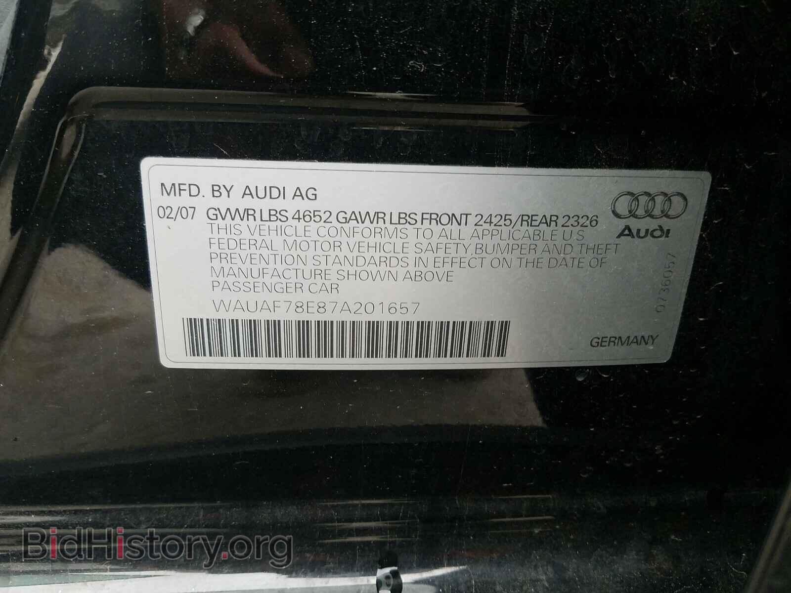 2007 AUDI A4 - VIN: WAUAF78E87A201657 - Photo 10