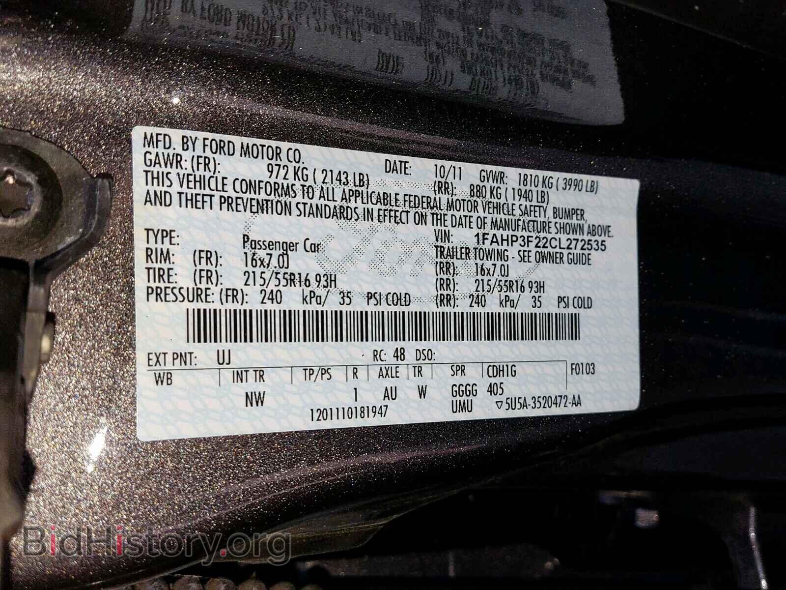 2012 FORD FOCUS SE - VIN: 1FAHP3F22CL272535 - Photo 10