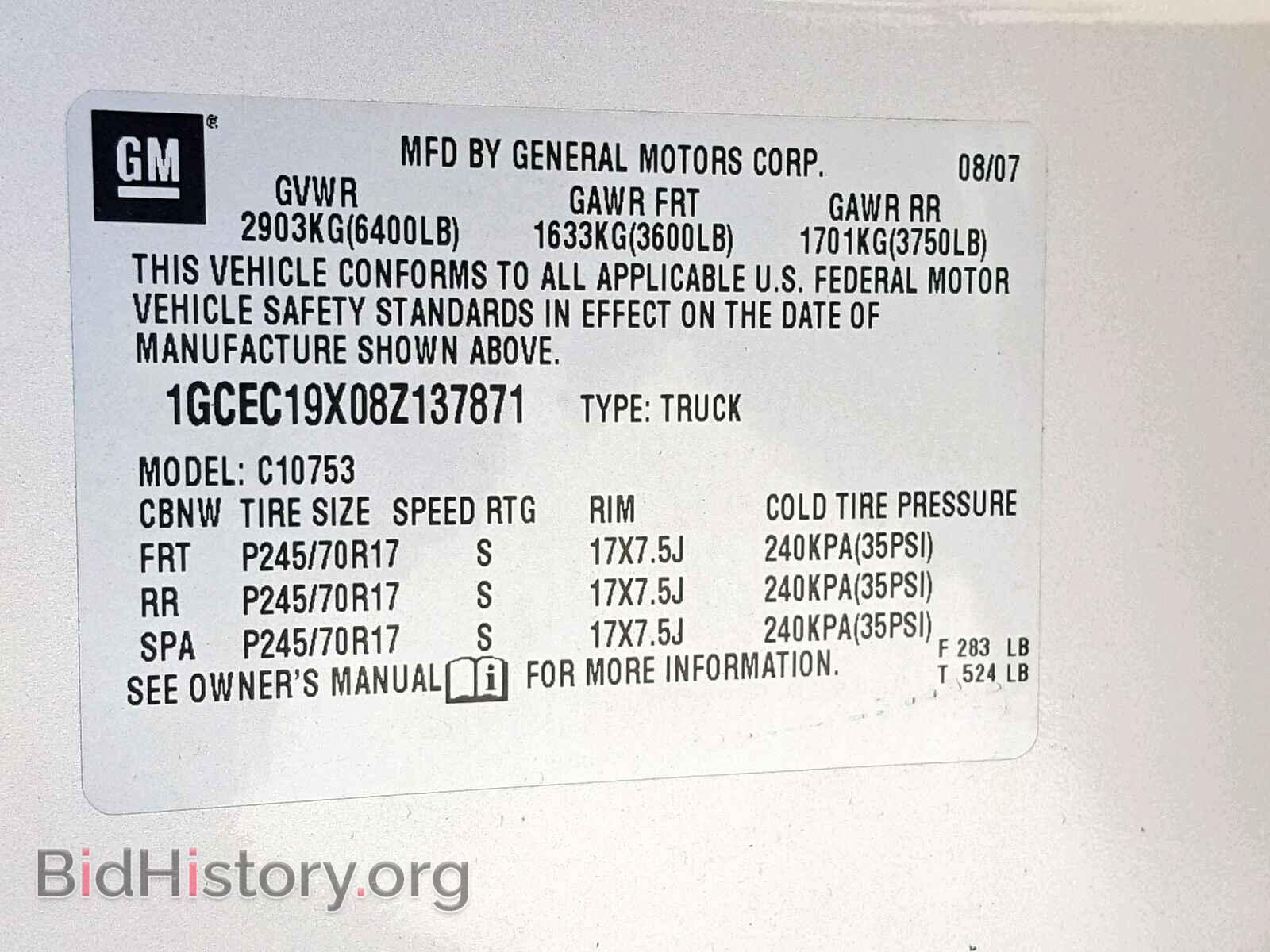 2008 CHEVROLET SILVERADO - VIN: 1GCEC19X08Z137871 - Фото 10