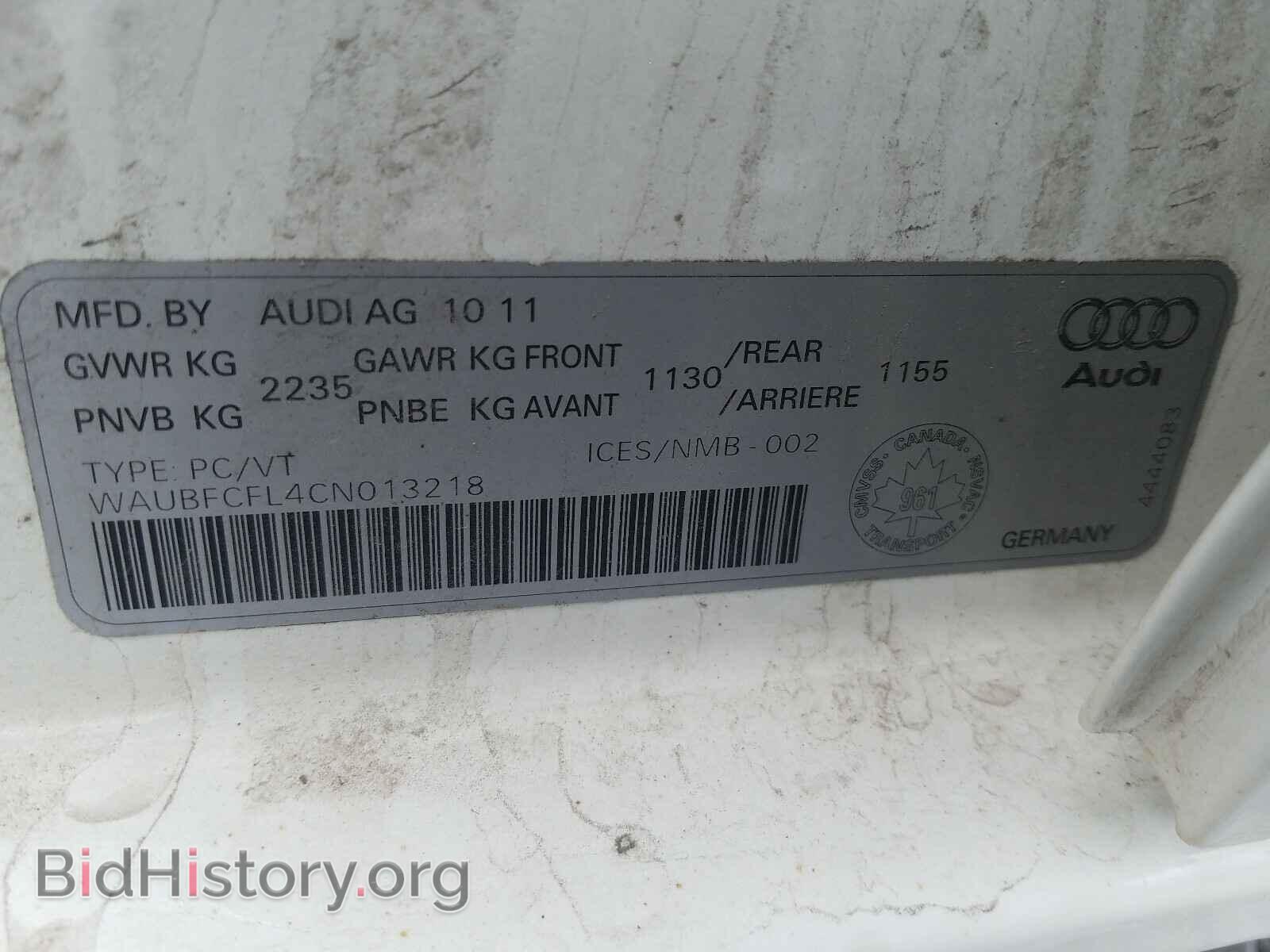 2012 AUDI A4 - VIN: WAUBFCFL4CN013218 - Photo 10