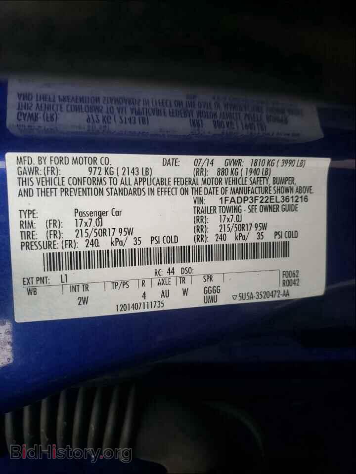 2014 FORD FOCUS - VIN: 1FADP3F22EL361216 - Фото 10