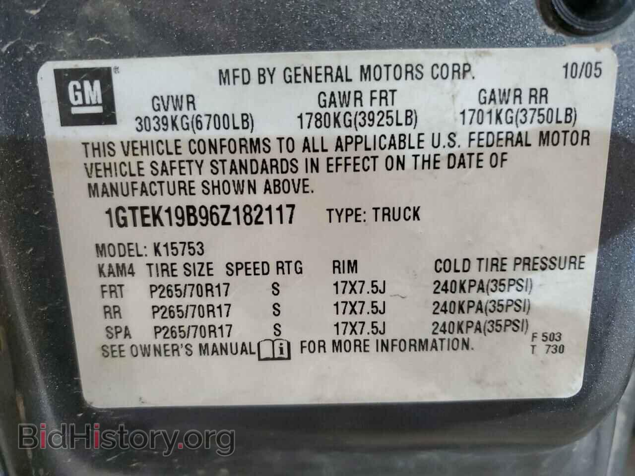 2006 GMC SIERRA - VIN: 1GTEK19B96Z182117 - Фото 12