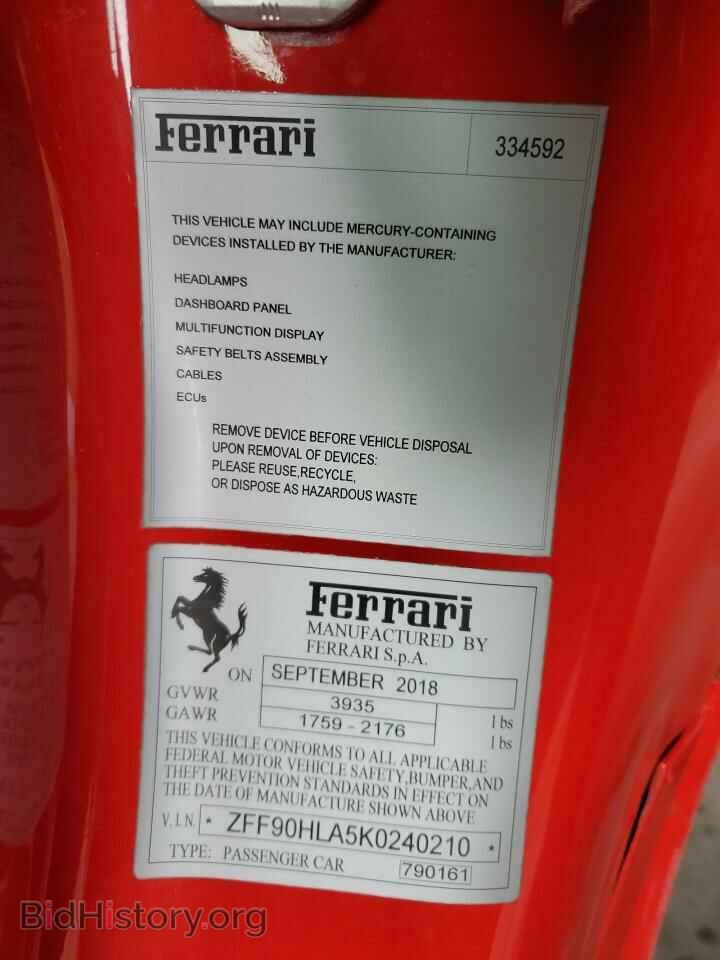 2019 FERRARI ALL MODELS - VIN: ZFF90HLA5K0240210 - Photo 12