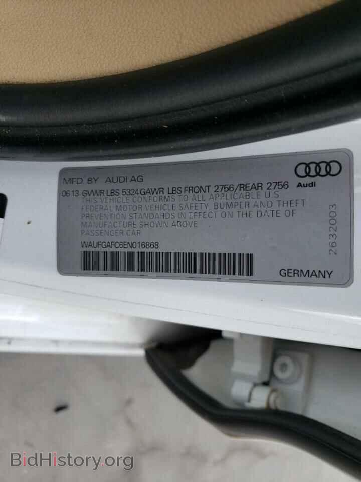 2014 AUDI A6 - VIN: WAUFGAFC6EN016868 - Фото 10