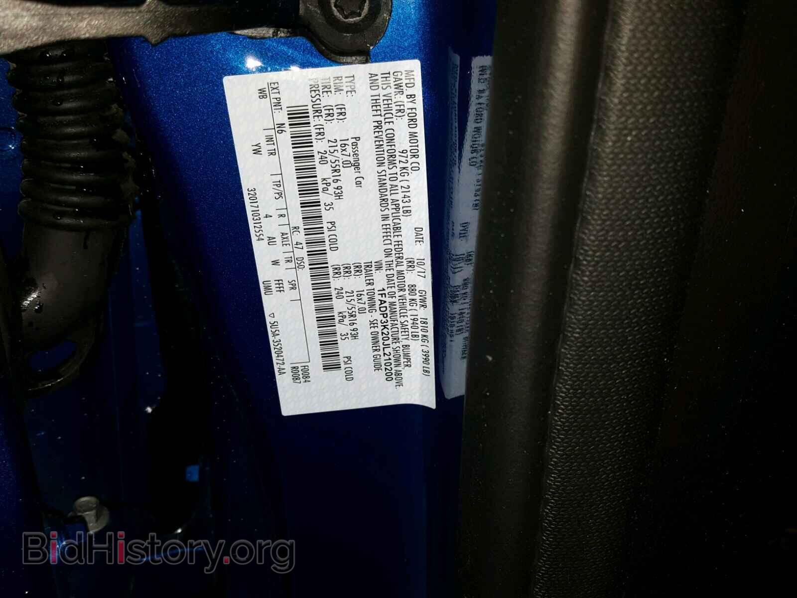 2018 FORD FOCUS - VIN: 1FADP3K20JL210200 - Фото 10