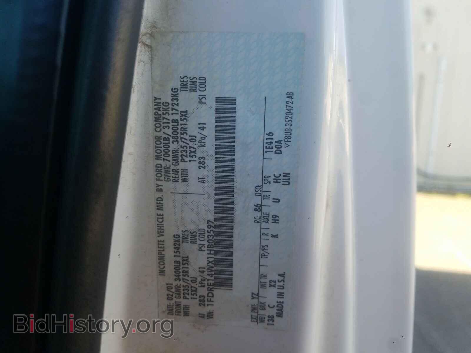 2001 FORD ECONOLINE - VIN: 1FDRE14WX1HB03597 - Фото 10
