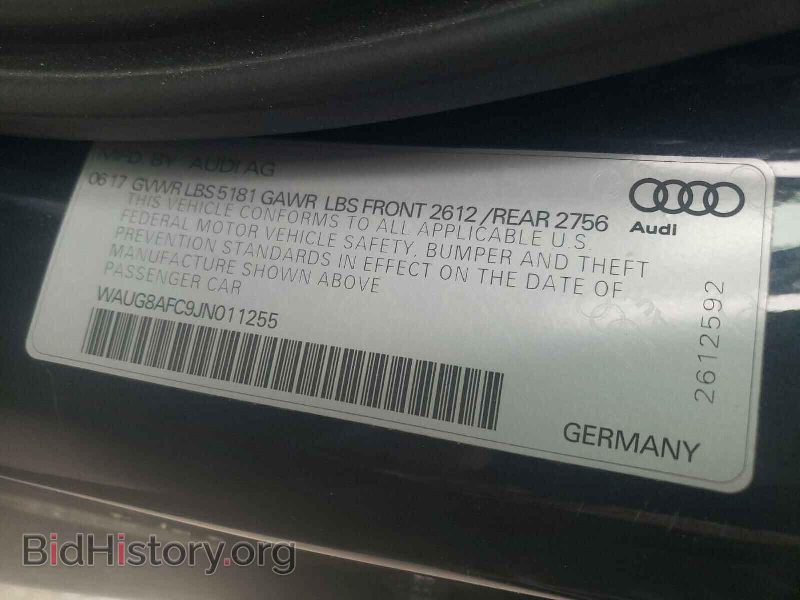 2018 AUDI A6 - VIN: WAUG8AFC9JN011255 - Фото 10