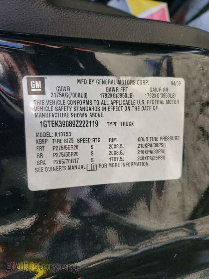 2009 GMC SIERRA - VIN: 1GTEK39089Z222119 - Фото 10