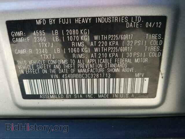 2012 SUBARU OUTBACK - VIN: 4S4BRBBC3C3281713 - Photo 10