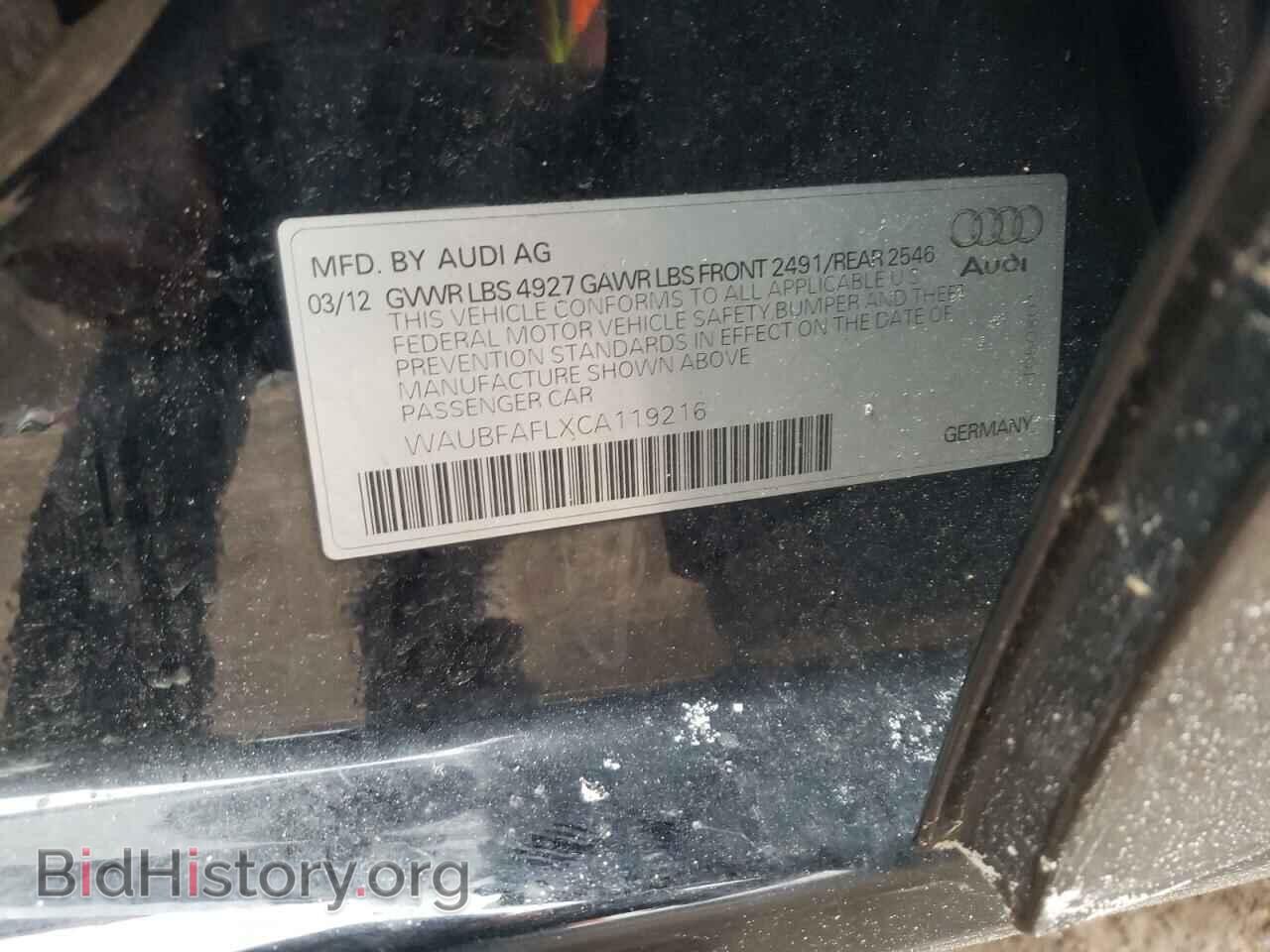 2012 AUDI A4 - VIN: WAUBFAFLXCA119216 - Фото 12