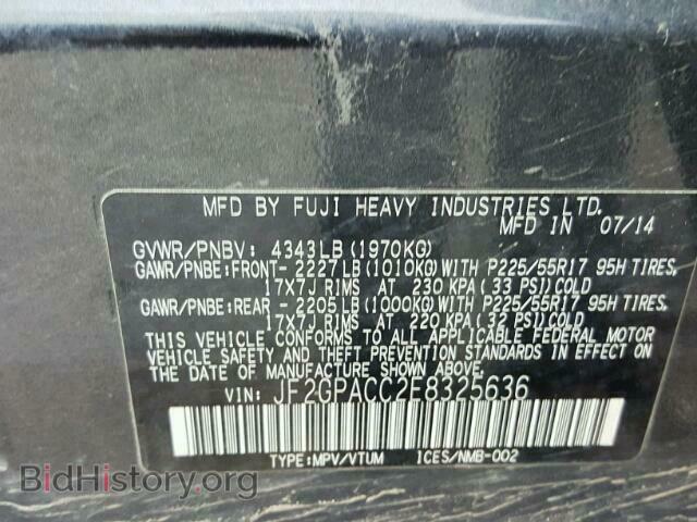2014 SUBARU XV - VIN: JF2GPACC2E8325636 - Фото 10