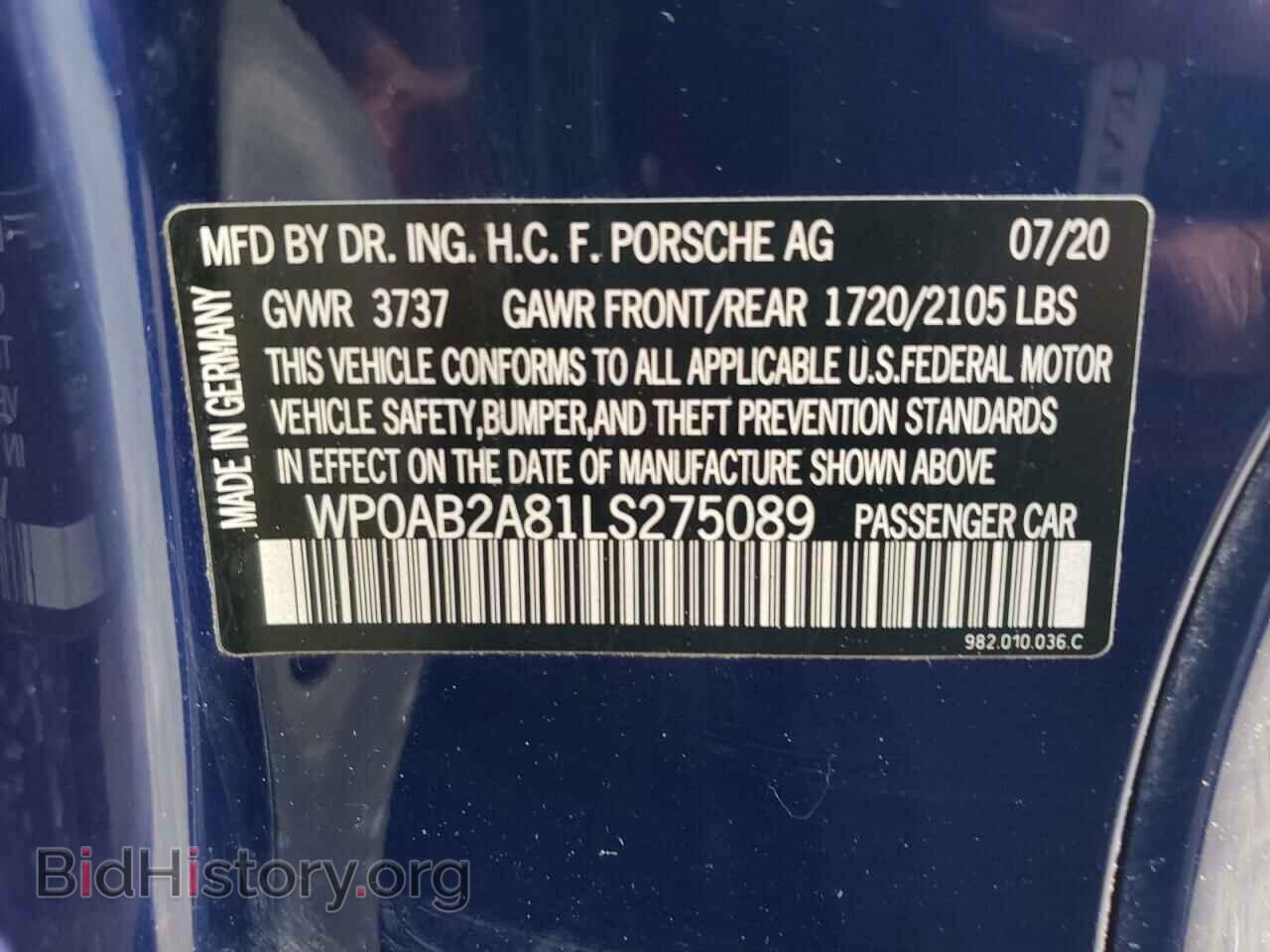 2020 PORSCHE CAYMAN - VIN: WP0AB2A81LS275089 - Фото 10