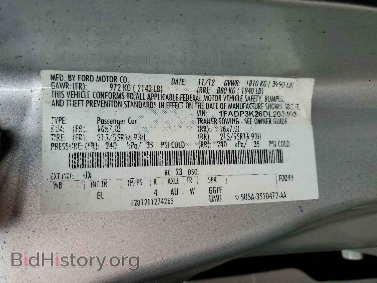 2013 FORD FOCUS - VIN: 1FADP3K26DL203403 - Фото 12