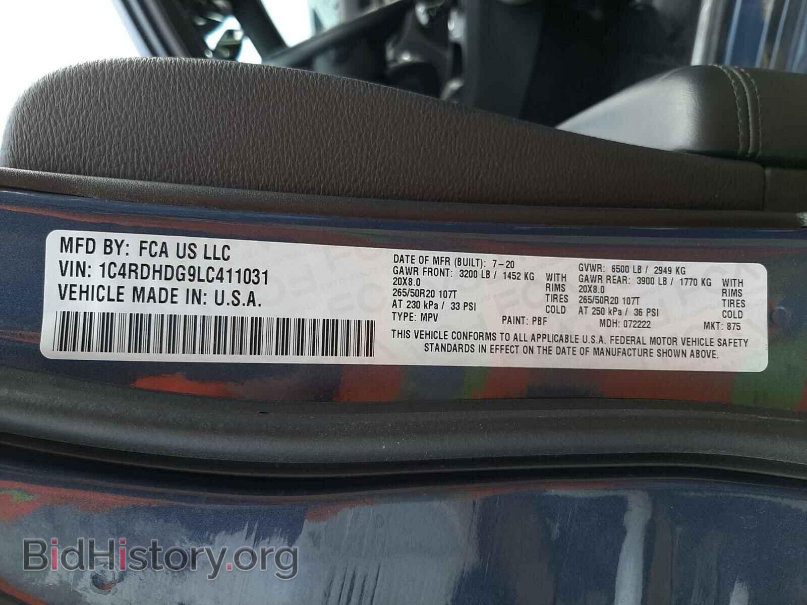 2020 DODGE DURANGO - VIN: 1C4RDHDG9LC411031 - Фото 10