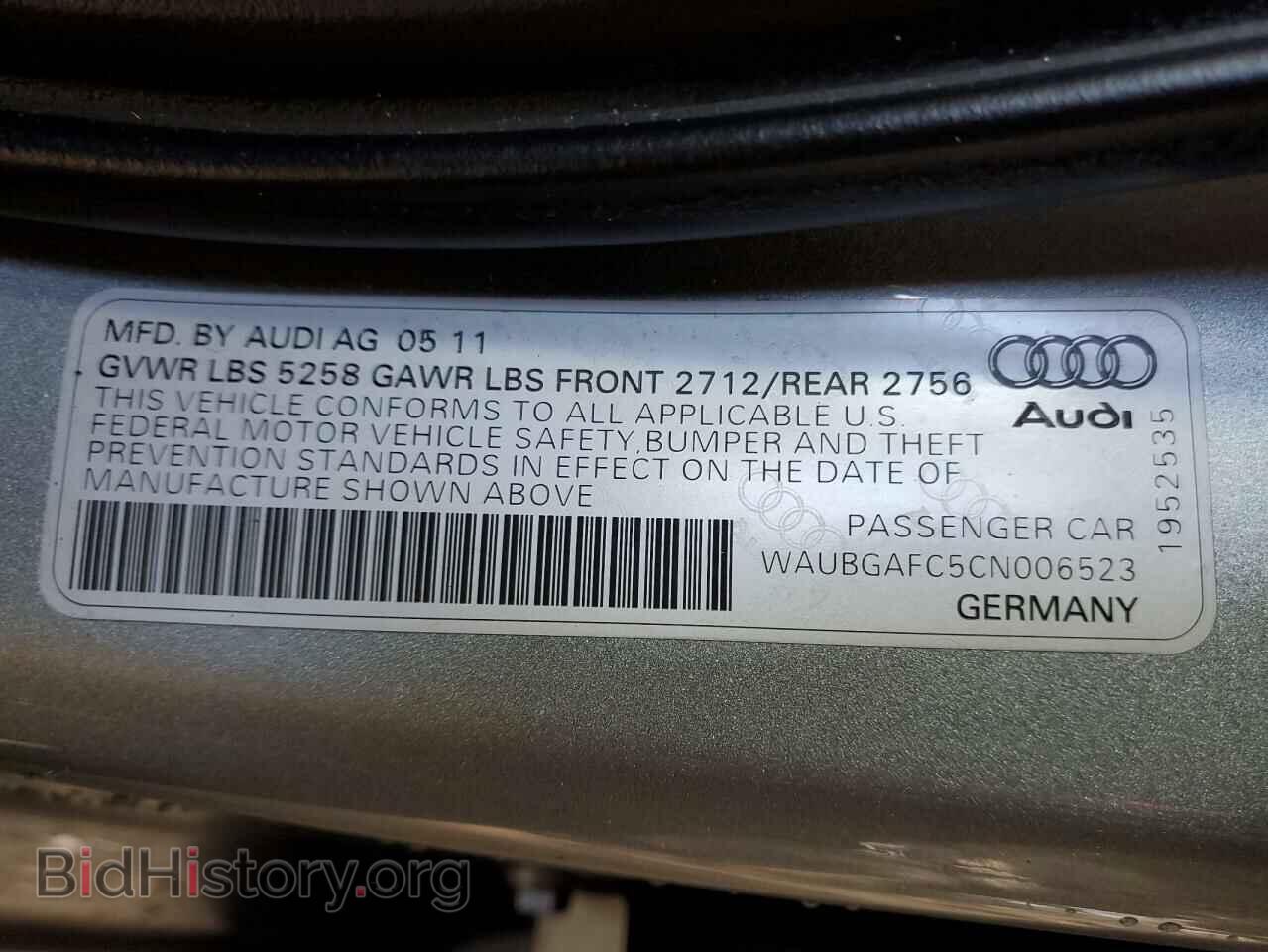 2012 AUDI A6 - VIN: WAUBGAFC5CN006523 - Фото 13