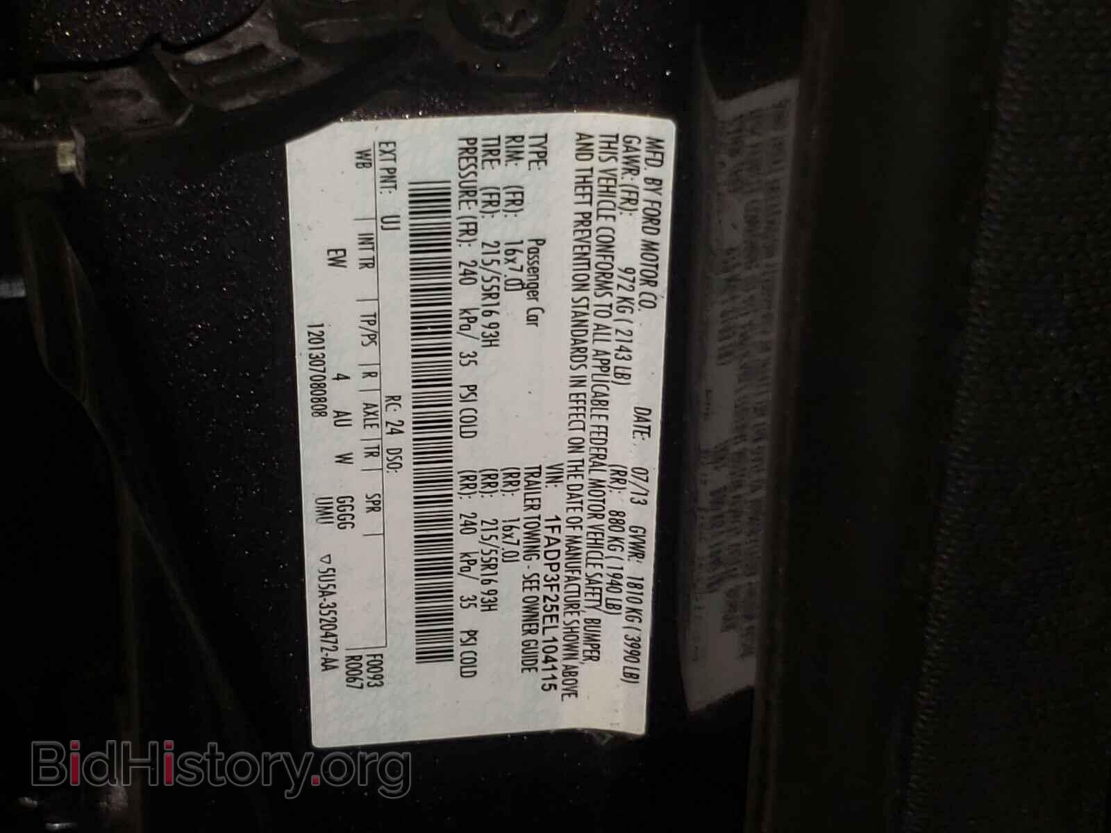2014 FORD FOCUS - VIN: 1FADP3F25EL104115 - Фото 10