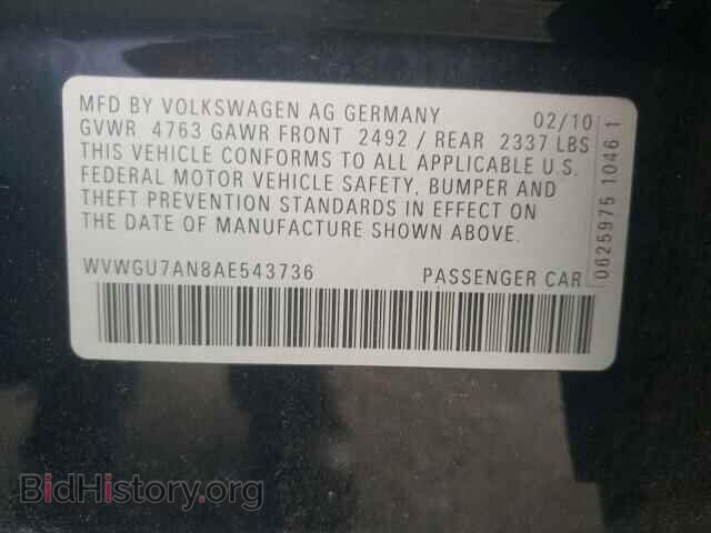 2010 VOLKSWAGEN CC - VIN: WVWGU7AN8AE543736 - Фото 10