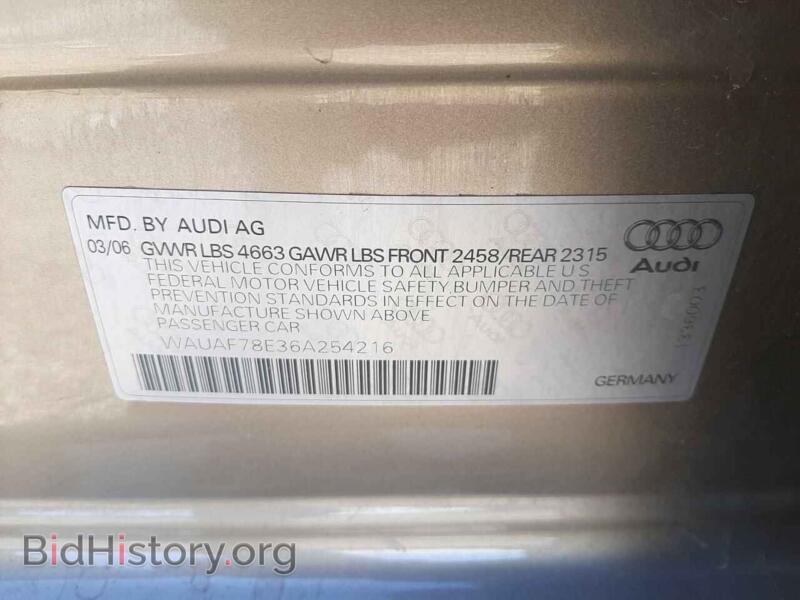 2006 Audi A4 (VIN WAUAF78E36A254216) — фото 10 из 10