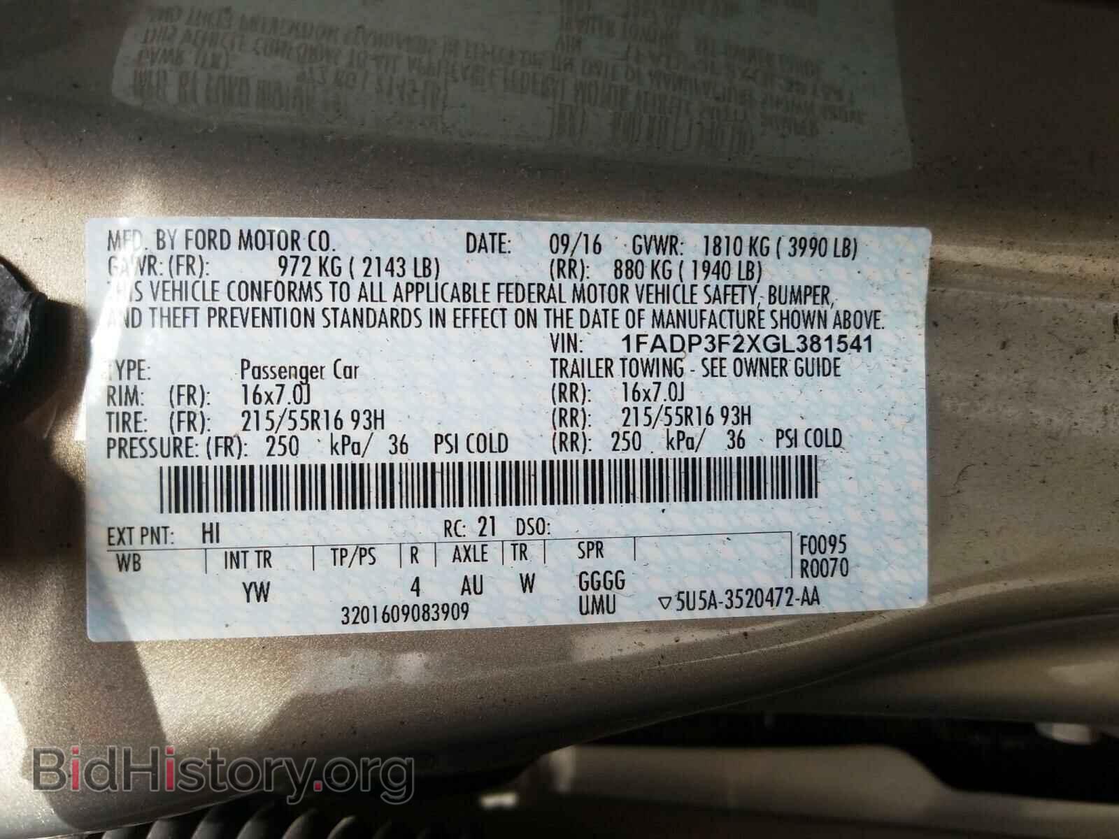 2016 FORD FOCUS - VIN: 1FADP3F2XGL381541 - Фото 10