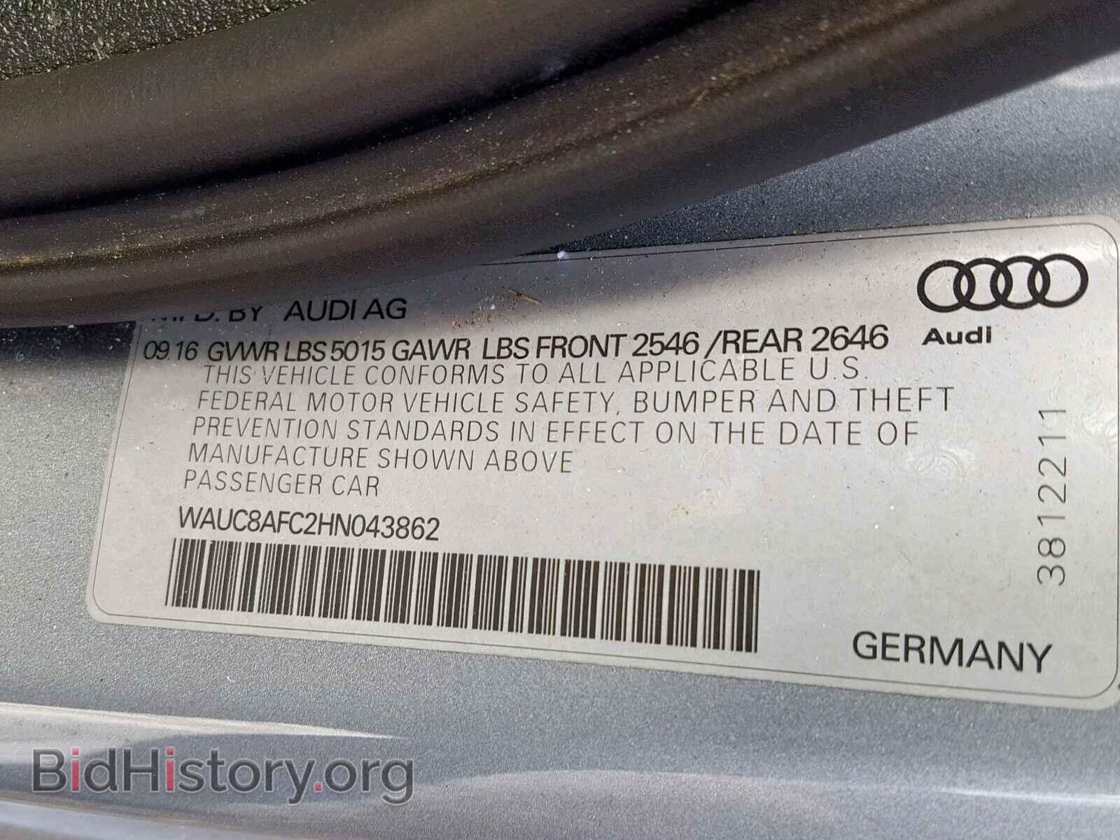 2017 AUDI A6 - VIN: WAUC8AFC2HN043862 - Фото 10