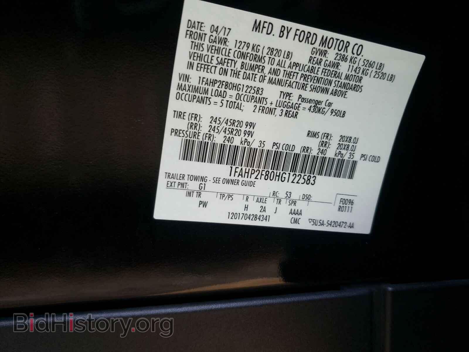 2017 FORD TAURUS - VIN: 1FAHP2F80HG122583 - Фото 10