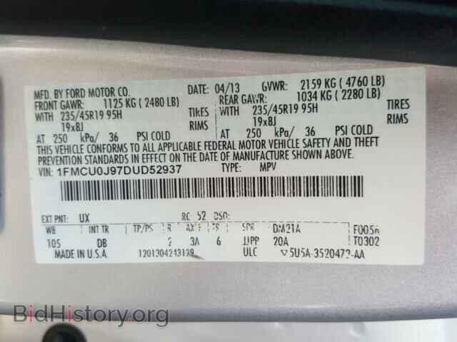 2013 FORD ESCAPE - VIN: 1FMCU0J97DUD52937 - Фото 10
