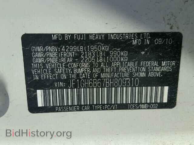 2011 SUBARU IMPREZA - VIN: JF1GH6B67BH809310 - Фото 10
