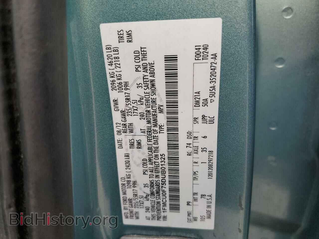 2013 FORD ESCAPE - VIN: 1FMCU0F75DUB01325 - Фото 13