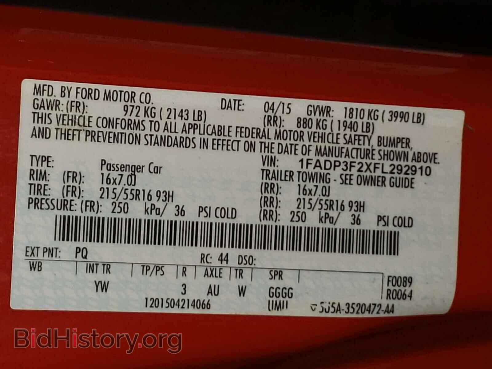 2015 FORD FOCUS - VIN: 1FADP3F2XFL292910 - Photo 10