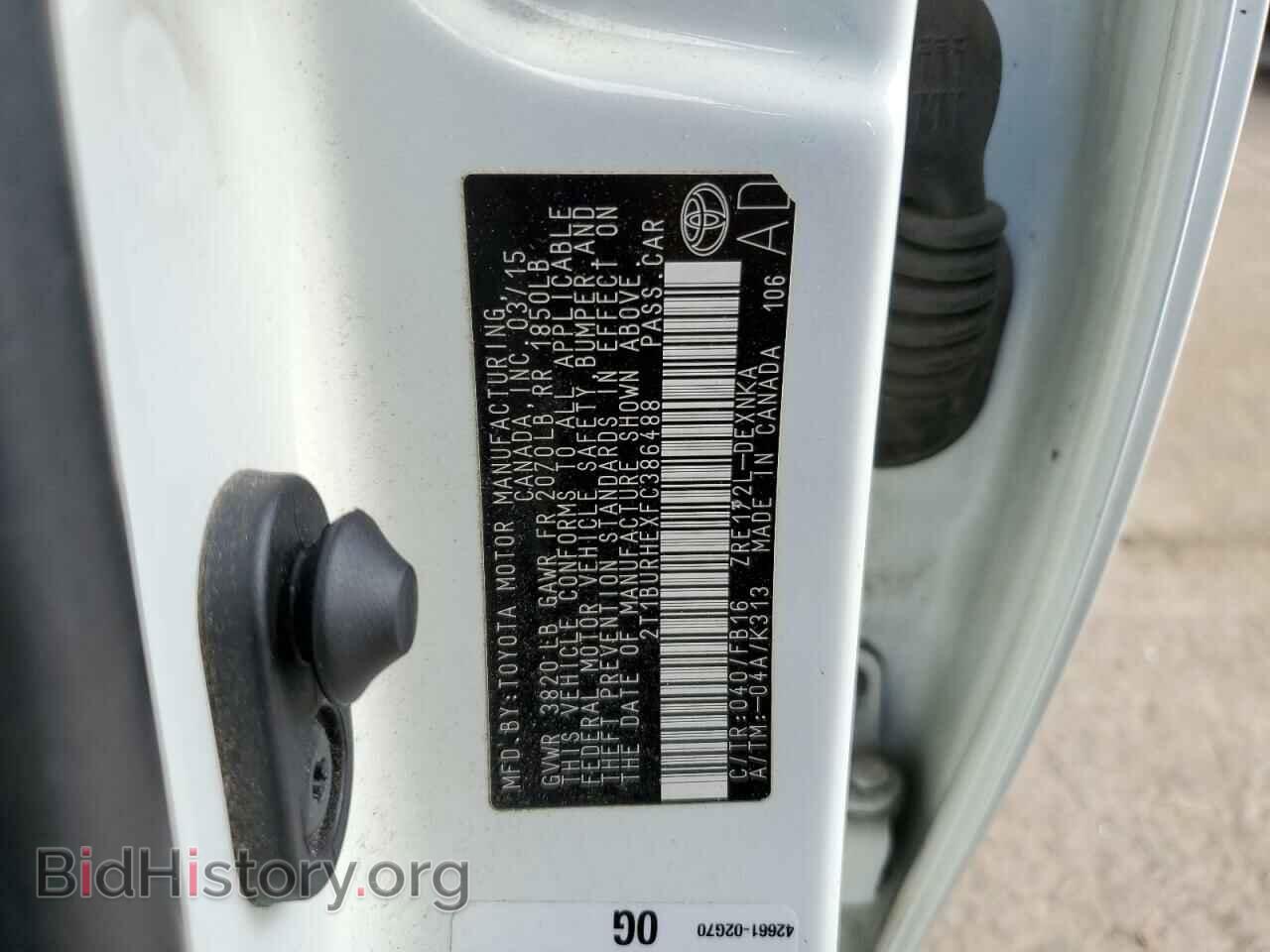 2015 TOYOTA COROLLA - VIN: 2T1BURHEXFC386488 - Фото 12