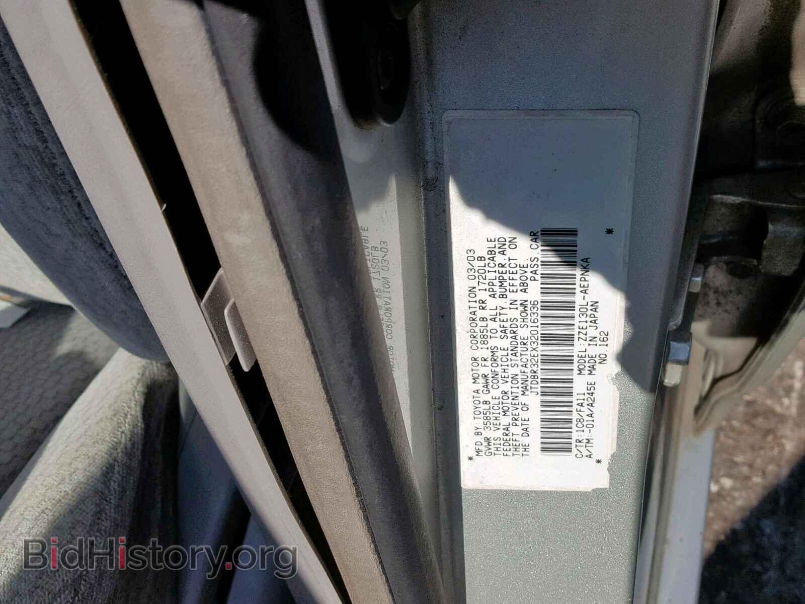 2003 TOYOTA COROLLA - VIN: JTDBR32EX32016336 - Фото 10