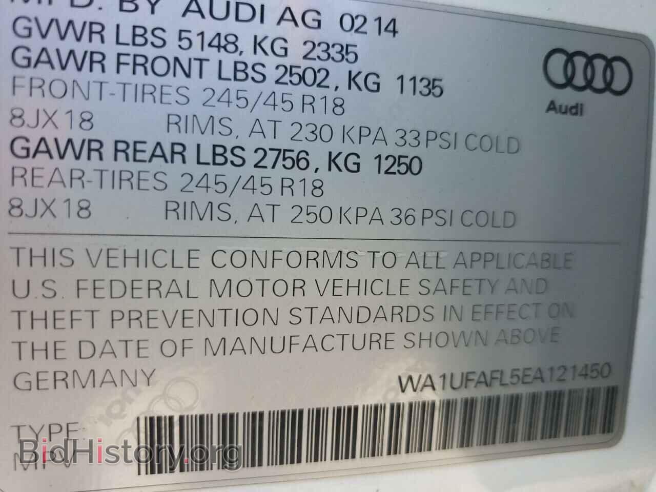 2014 AUDI A4 - VIN: WA1UFAFL5EA121450 - Фото 10