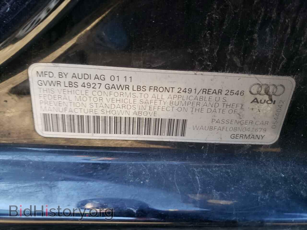 2011 AUDI A4 - VIN: WAUBFAFL0BN041679 - Фото 10