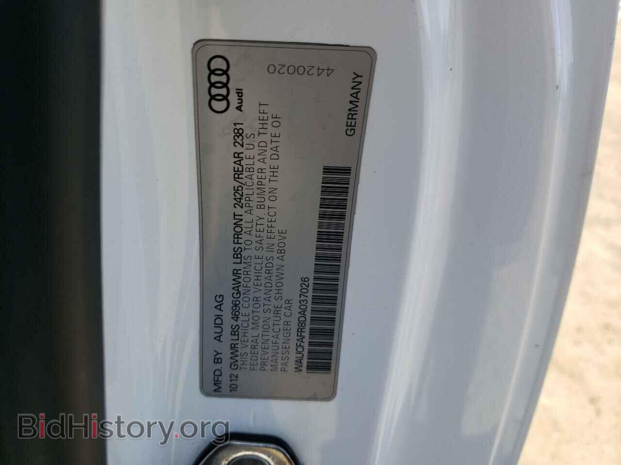 2013 AUDI A5 - VIN: WAUCFAFR8DA037026 - Фото 10