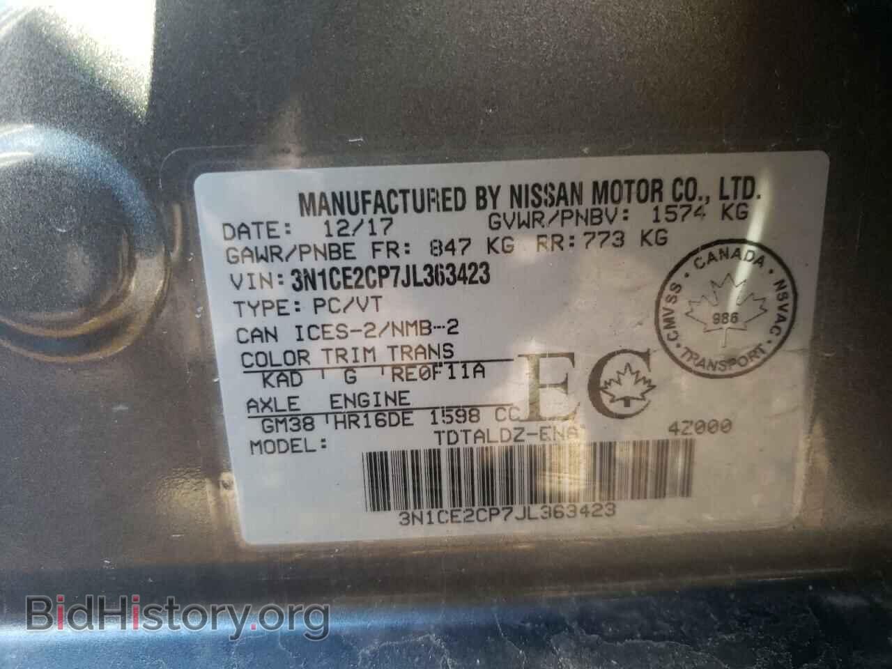 2018 NISSAN VERSA - VIN: 3N1CE2CP7JL363423 - Фото 10