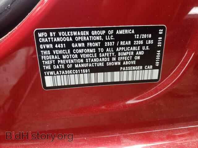 2019 VOLKSWAGEN PASSAT - VIN: 1VWLA7A30KC011591 - Фото 10
