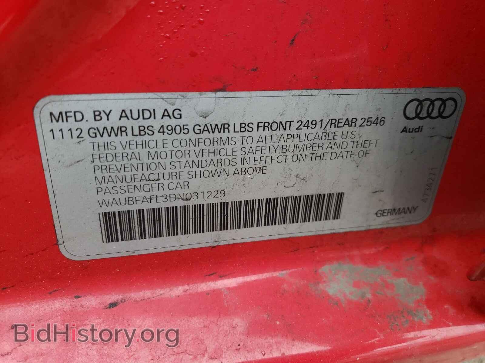 2013 AUDI A4 - VIN: WAUBFAFL3DN031229 - Фото 10